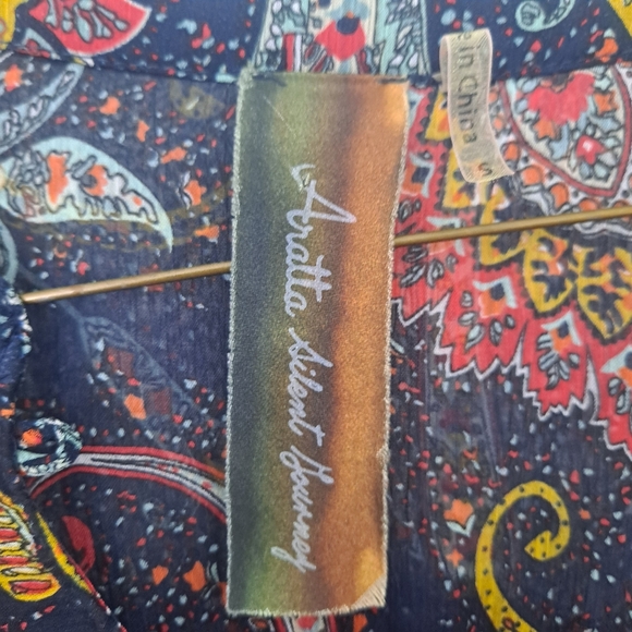 Aratta Dress Maxi Floral Sheer Button Down Blue - Picture 10 of 13